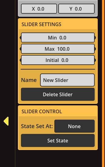 Slider settings, including the Set State button.