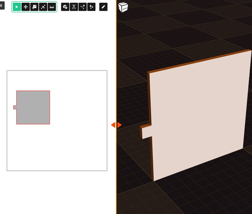 The flat side view — the 2D layout that becomes your SVG.