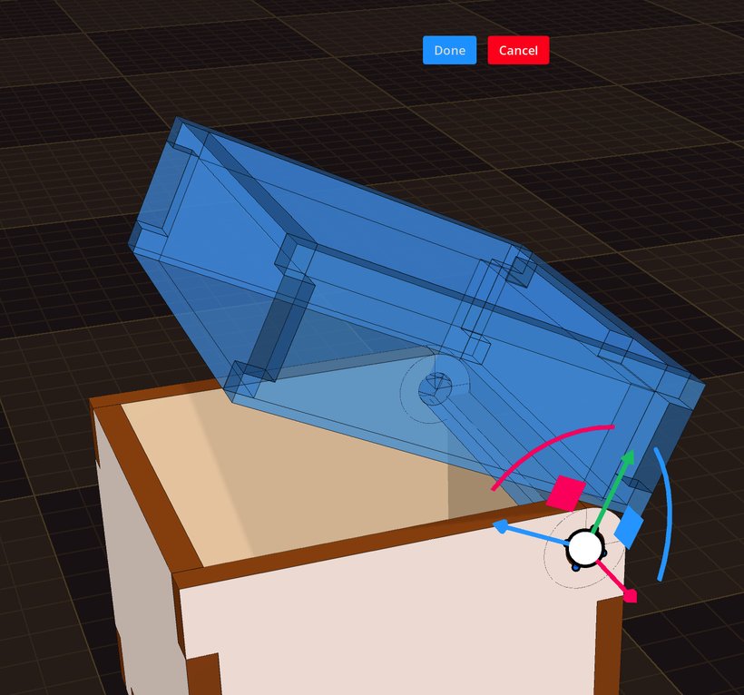 The slider drives the lid opening so you can test the design.