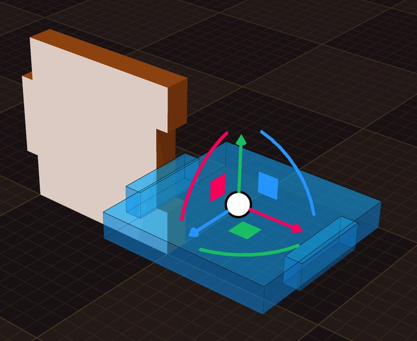 The Move tool gizmo — drag a handle to move or rotate.
